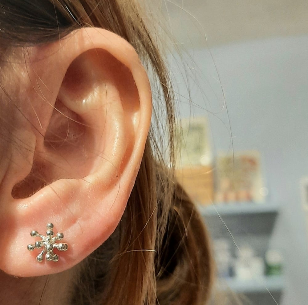 Image of Sterling Silver Small and Medium Dandelion Stud Earrings (sold separately per pair)