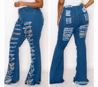 Image 1 of PLUS SIZE HIGH WAIST MULTI SLICED JEANS