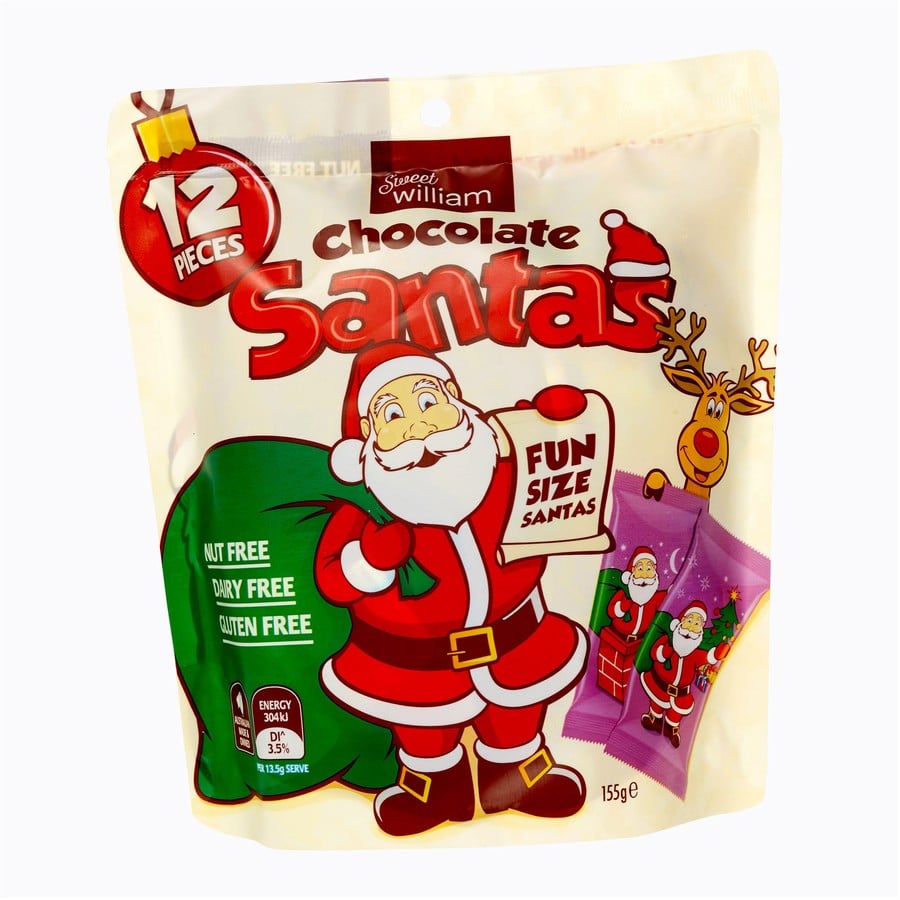 Image of Sweet William Chocolate Santas 155g
