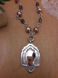 Image 2 of Taupe pearls and smoky topaz ovals, item 5FI