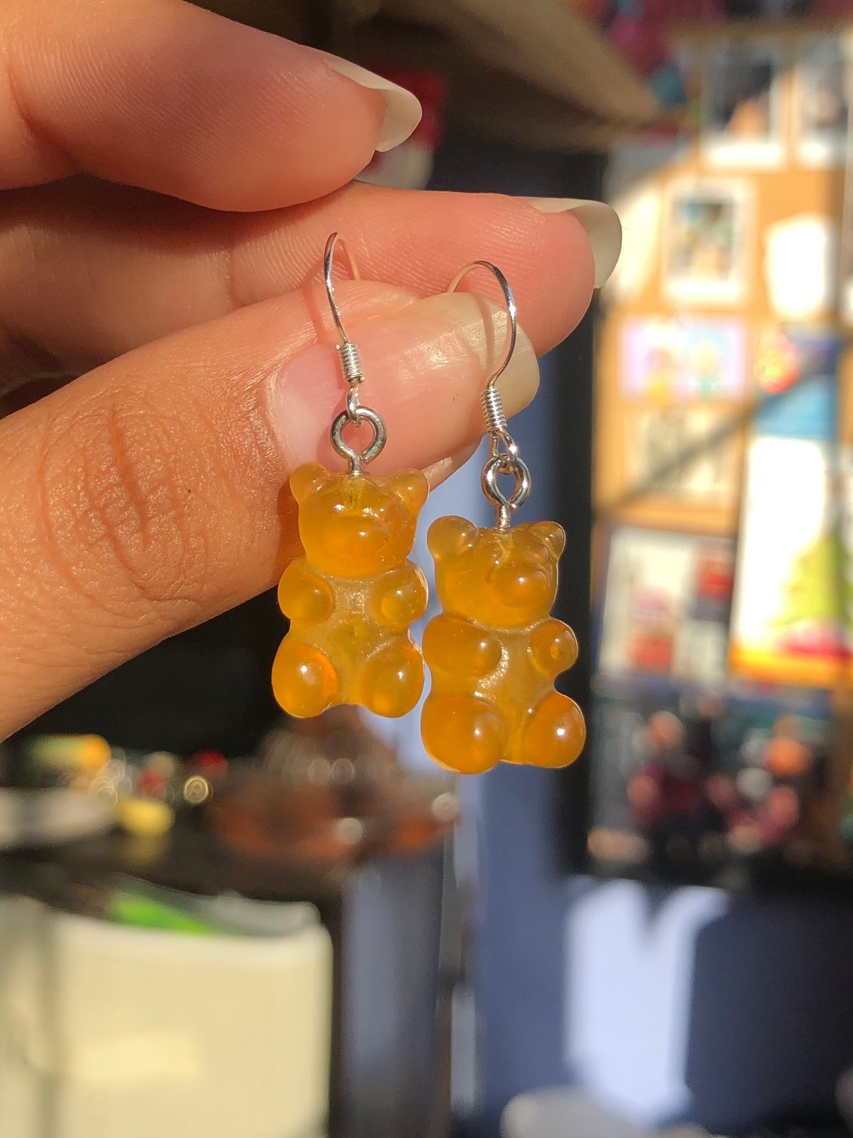 Orange sugar gummy bears earrings