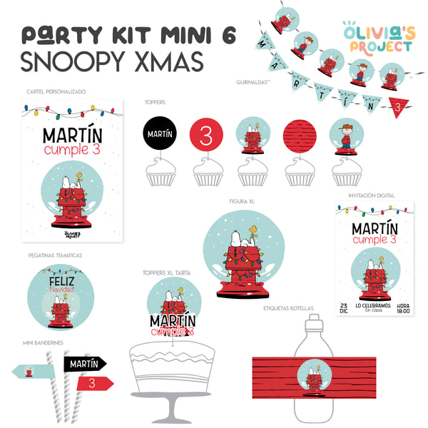 Image of Party Kit Mini 6 Snoopy Xmas