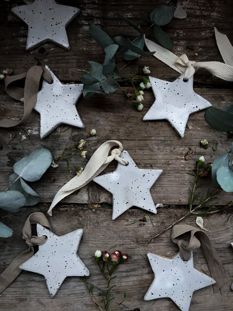 Image of White speckle Christmas stars