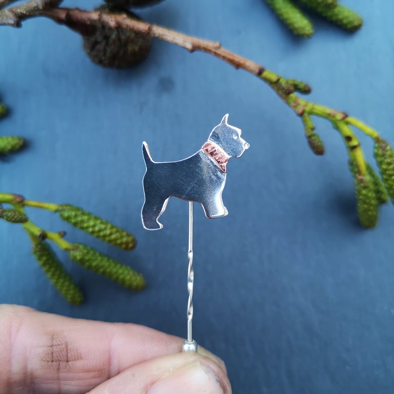 Silver Westie or Scottie Pin Image 2