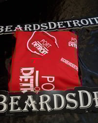 Image 1 of Multi print red and white  port of Detroit hoodie 