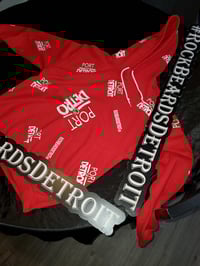 Image 2 of Multi print red and white  port of Detroit hoodie 