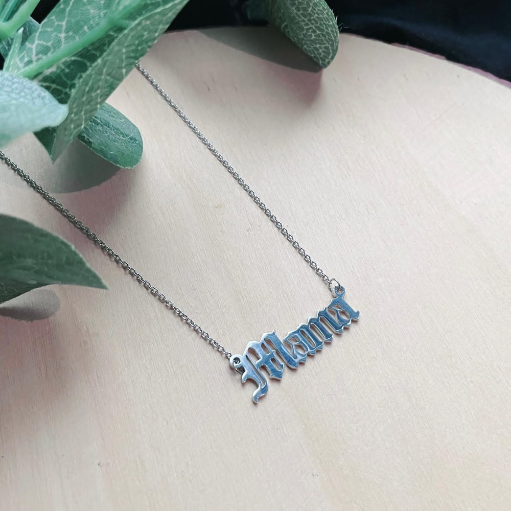 Image of Mama Stainless Steel Script Necklace