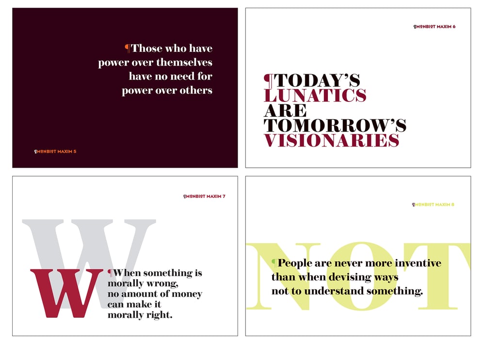 Image of Monbiot Maxims – 5 A6 cards