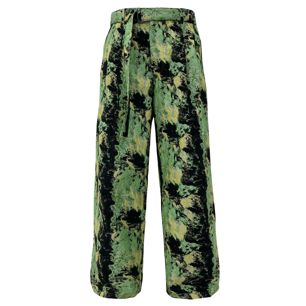 Image of Flower Jacquard Wide Pants Neon
