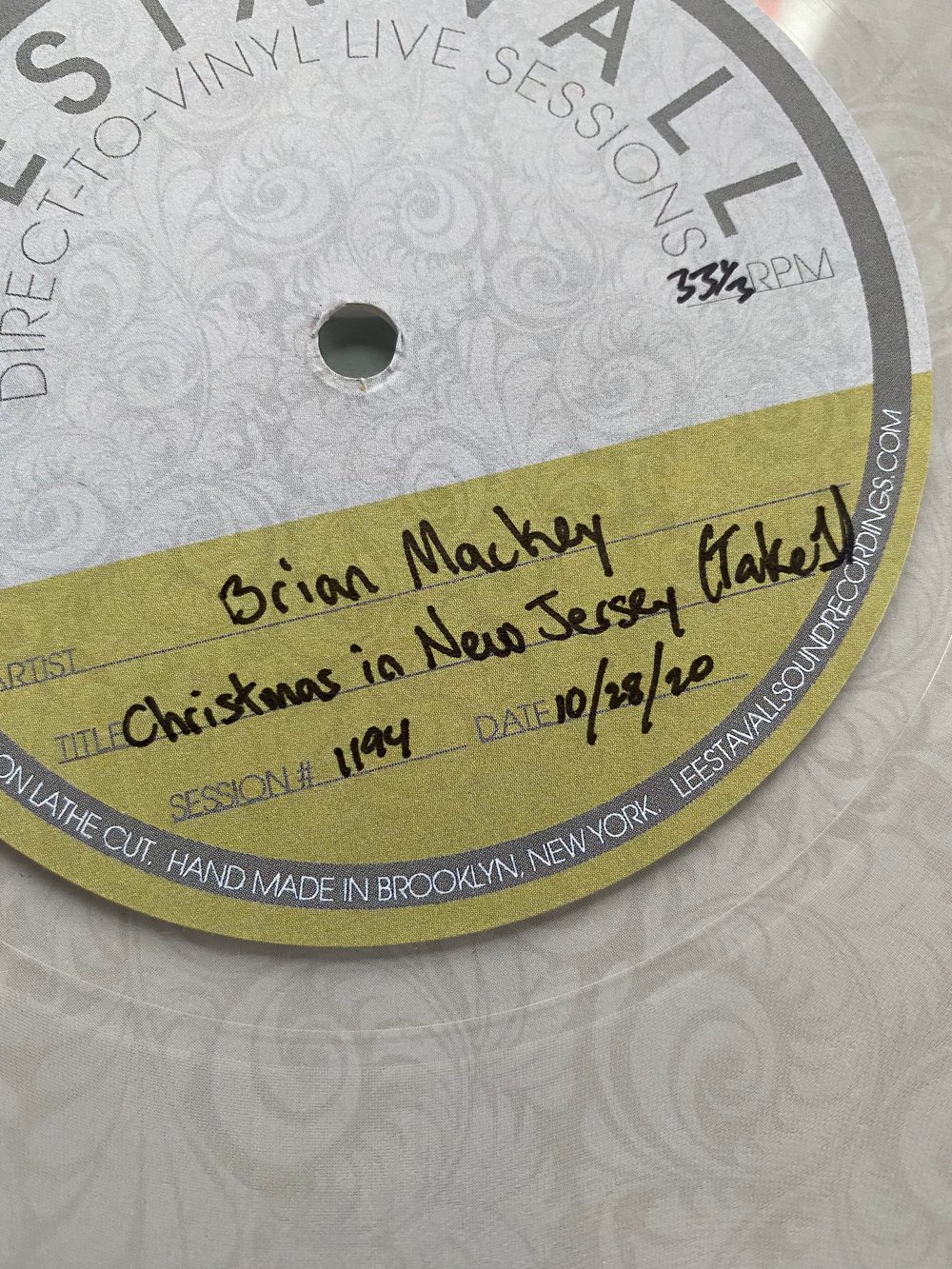 One of a Kind - Direct to Vinyl - Brian Mackey  "Christmas In New Jersey"