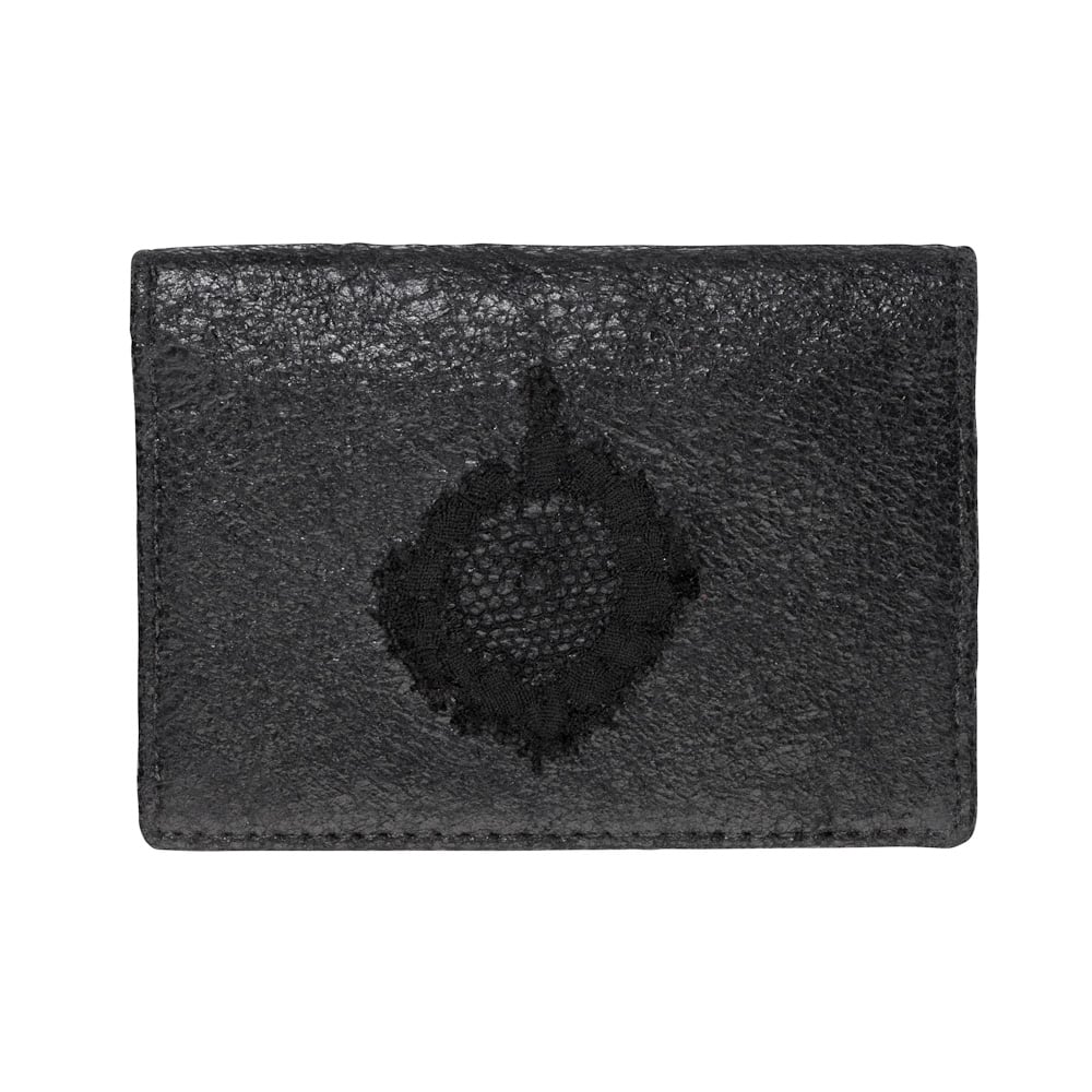 Image of Leather Card Holder with Antique Lace