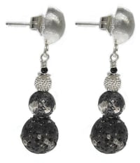 Image 1 of Double Fused Lava Spheres Earrings