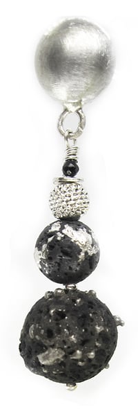 Image 2 of Double Fused Lava Spheres Earrings