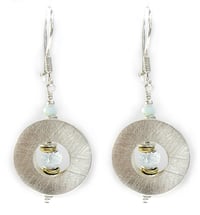 Image 1 of Aquamarine with Andean Opal Flat Ring Earrings