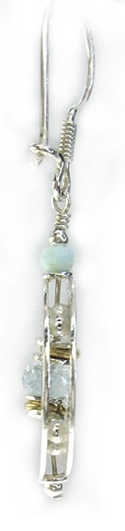 Image 3 of Aquamarine with Andean Opal Flat Ring Earrings