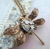 Image 3 of Steampunk dragonfly necklace, Victorian steampunk jewelry