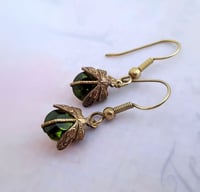 Image 2 of Olivine green dragonfly earrings, insect Art Deco earrings inspired