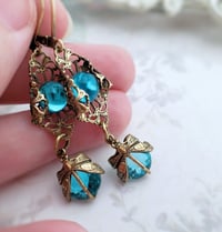Image 1 of Dragonfly earrings in aqua blue, Art Deco jewelry inspired dragonfly jewelry