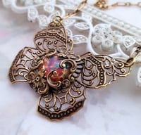 Image 2 of Fire Opal Butterfly necklace, Monarch butterfly jewelry