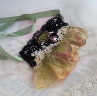 Image 3 of Renaissance cuff bracelet, Textile jewelry with bead embroidery for Summer Festival