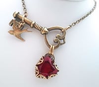 Image 2 of Key to my Heart necklace, Romantic Jewelry With Messenger Bird