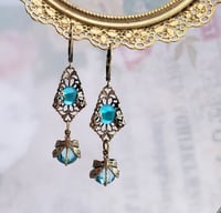 Image 2 of Dragonfly earrings in aqua blue, Art Deco jewelry inspired dragonfly jewelry