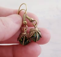 Image 1 of Olivine green dragonfly earrings, insect Art Deco earrings inspired