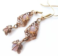Image 1 of Fire opal Dragonfly Earrings, Art Deco jewelry style