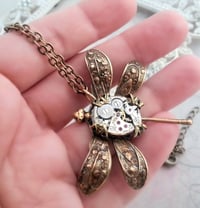 Image 2 of Steampunk dragonfly necklace, Victorian steampunk jewelry