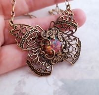 Image 1 of Fire Opal Butterfly necklace, Monarch butterfly jewelry