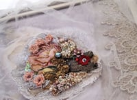 Image 4 of Statement flower brooch, textile jewelry bead embroidered flowers and crystals