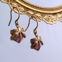 Image 3 of Fire Opal dragonfly earrings, Petite Art Deco milky glass opal earrings