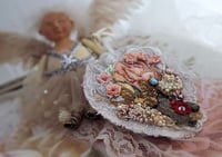 Image 5 of Statement floral brooch, textile jewelry bead embroidered flowers and crystals