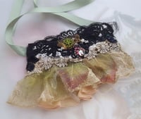 Image 4 of Renaissance cuff bracelet, Textile jewelry with bead embroidery for Summer Festival