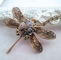 Image 4 of Steampunk dragonfly necklace, Victorian steampunk jewelry