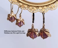 Image 4 of Fire Opal dragonfly earrings, Petite Art Deco milky glass opal earrings