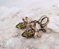 Image 4 of Olivine dragonfly earrings, Belle Epoque insect earrings