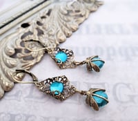 Image 3 of Dragonfly earrings in aqua blue, Art Deco jewelry inspired dragonfly jewelry
