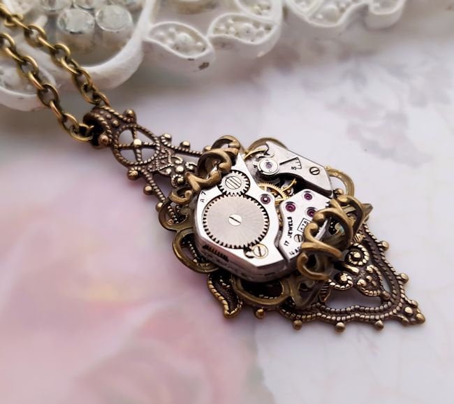 Vintage chain Steampunk necklace sale