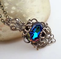 Image 1 of Blue volcano necklace, Art Nouveau inspired filigree jewelry