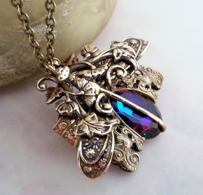 Apopo Steampunk Dragonfly Pendant Sweater Necklace