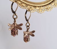 Image 3 of Fire Opal dragonfly earrings, Art Nouveau insect earrings by BelleArtis