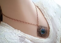 Image 4 of Art Deco jewelry blue green filigree necklace