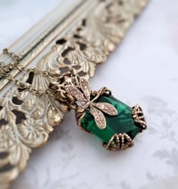 Image 2 of Emerald green dragonfly necklace, Art Deco style dragonfly jewelry