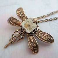 Image 4 of Steampunk Dragonfly Necklace, Neo Victorian steampunk necklace