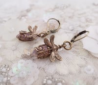 Image 5 of Fire Opal dragonfly earrings, Art Nouveau insect earrings by BelleArtis