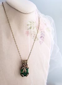 Image 4 of Emerald green dragonfly necklace, Art Deco style dragonfly jewelry