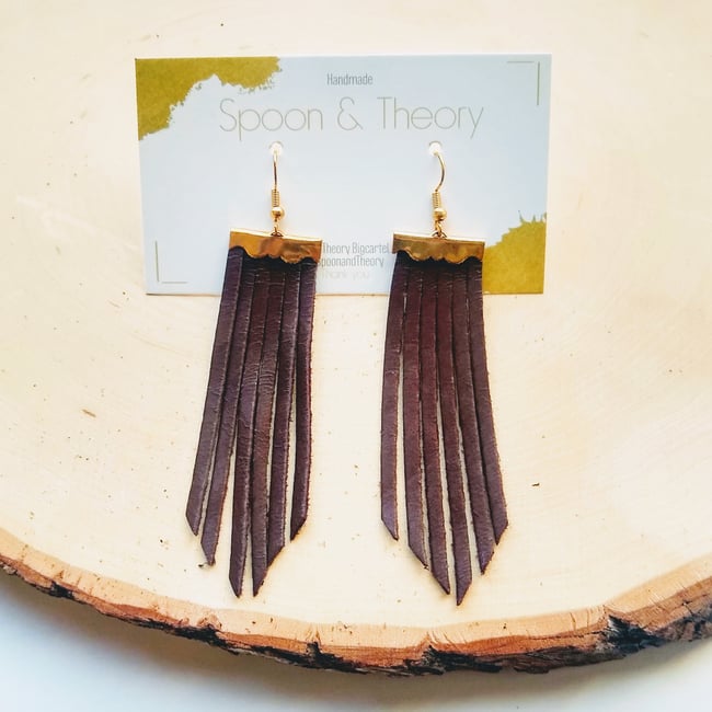 Coffee Leather Fringe Earrings ☕