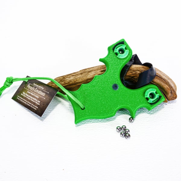 Image of Sling Shot Catapult, Green Textured HDPE, The Renegade, Hunter Gift, Right or Left Handed Shooter