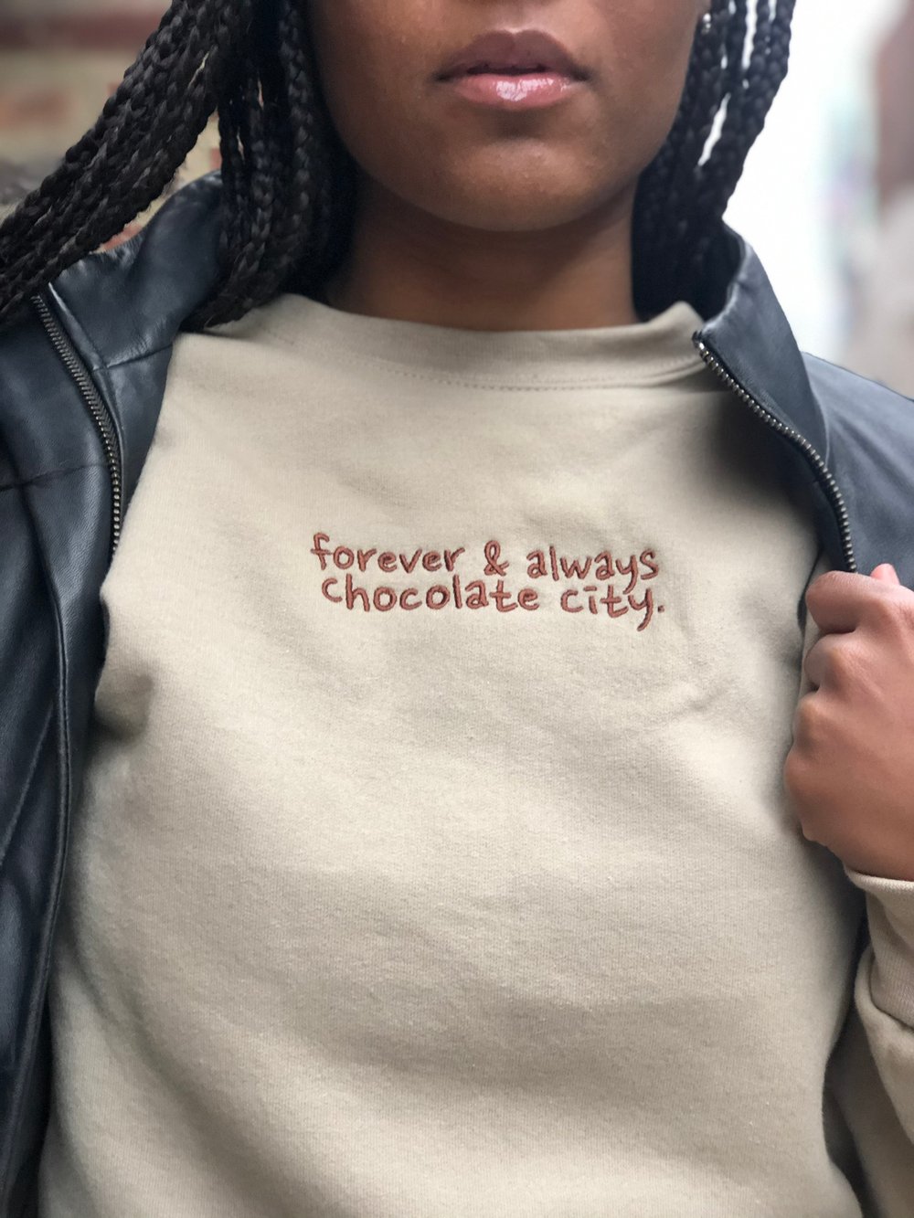 Image of 50% OFF - Forever & Always Chocolate City (Washington, DC) Embroidered Crew Neck *LIMITED EDITION* 